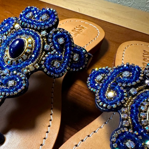 MYSTIQUE Jeweled Sandals, so Gorgeous, Classy and Unique!! Royal Blue Sz 37 US 7 - Picture 6 of 7